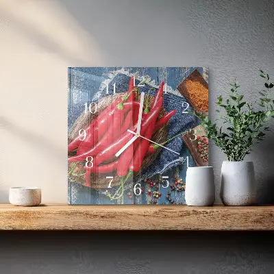 Horloge carrée en verre Piment