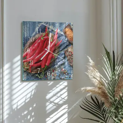 Horloge carrée en verre Piment