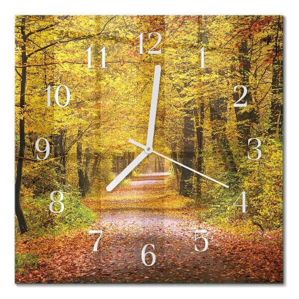 Horloge carrée en verre Chemin forestier