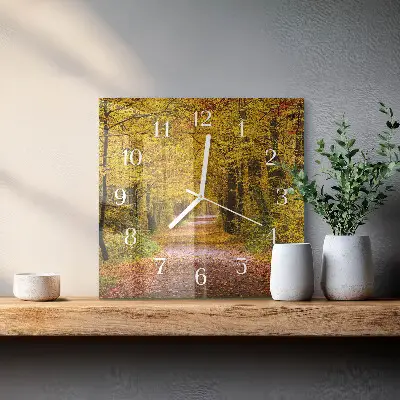 Horloge carrée en verre Chemin forestier