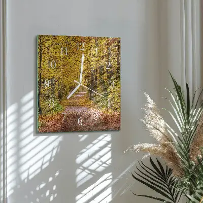 Horloge carrée en verre Chemin forestier