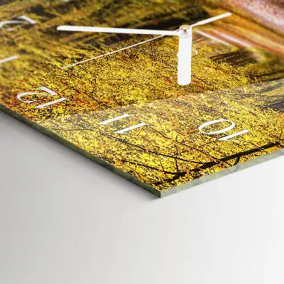 Horloge carrée en verre Chemin forestier