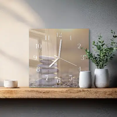 Horloge carrée en verre Pierres
