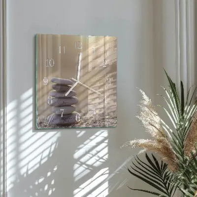 Horloge carrée en verre Pierres