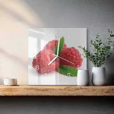 Horloge carrée en verre Framboises