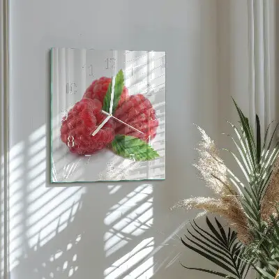 Horloge carrée en verre Framboises