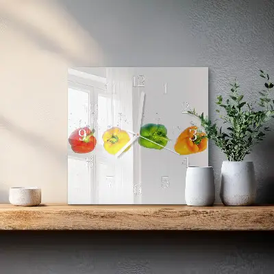 Horloge carrée en verre Poivre