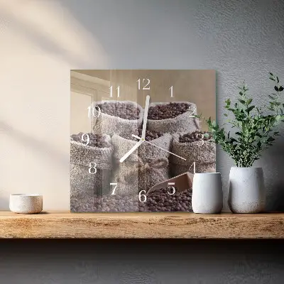 Horloge murale carrée Café en grains