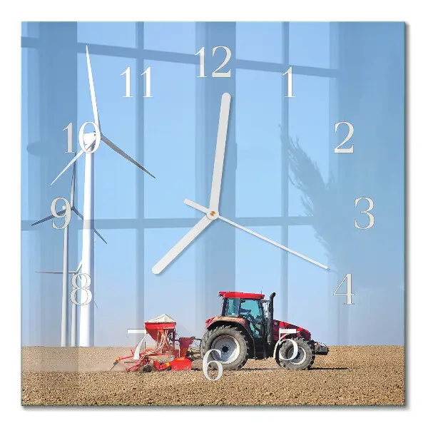 Horloge carrée en verre Champ de tracteurs