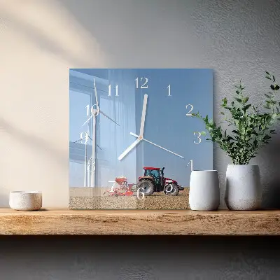 Horloge carrée en verre Champ de tracteurs