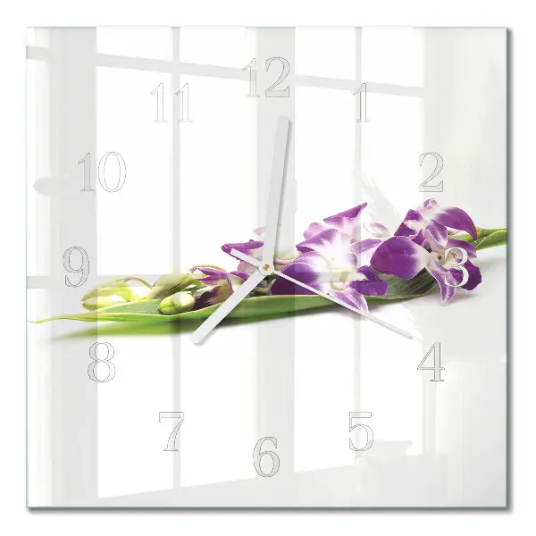 Horloge carrée en verre Fleurs