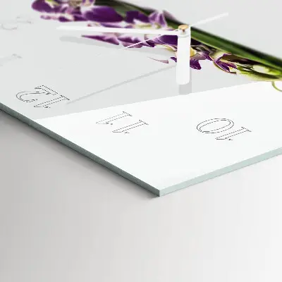 Horloge carrée en verre Fleurs