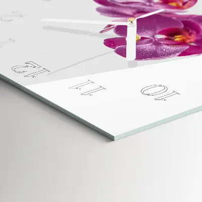 Horloge carrée en verre Orchidée