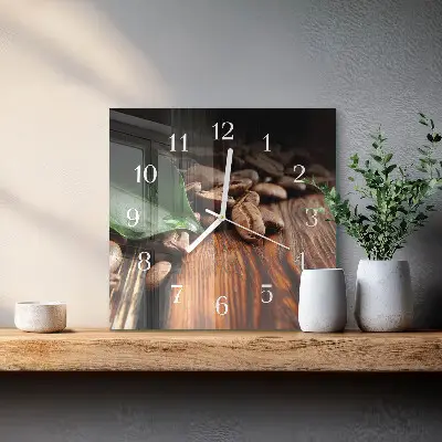 Horloge murale carrée Café en grains