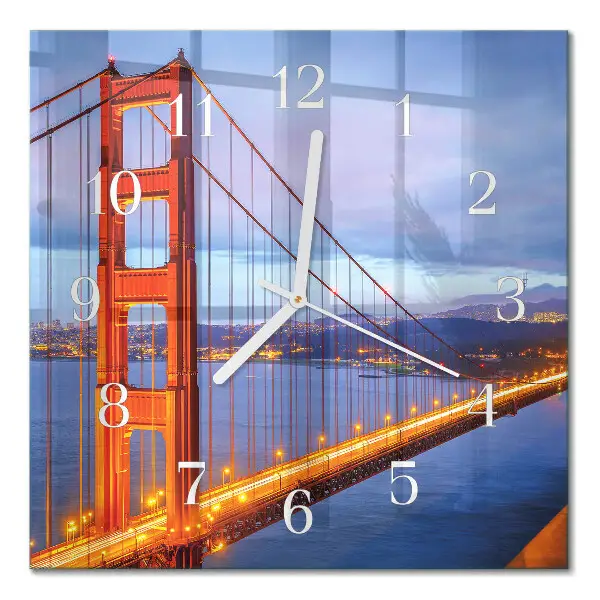 Horloge carrée en verre Golden gate