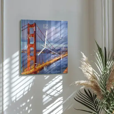 Horloge carrée en verre Golden gate