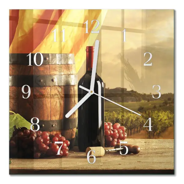 Horloge carrée en verre Un tonneau de vin