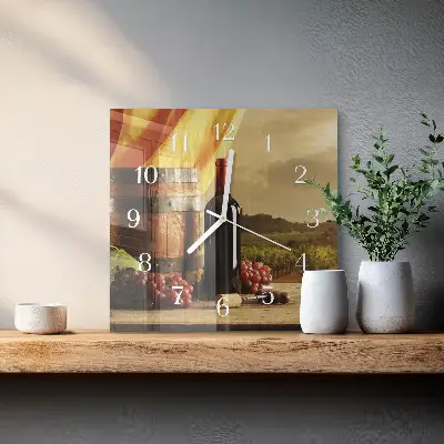 Horloge carrée en verre Un tonneau de vin