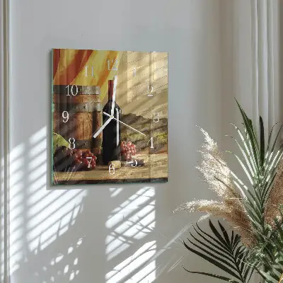 Horloge carrée en verre Un tonneau de vin