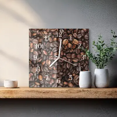 Horloge carrée en verre Café en grains