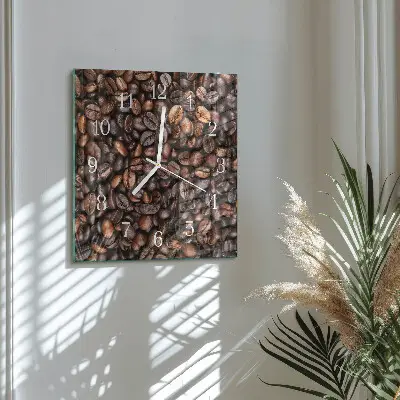 Horloge carrée en verre Café en grains
