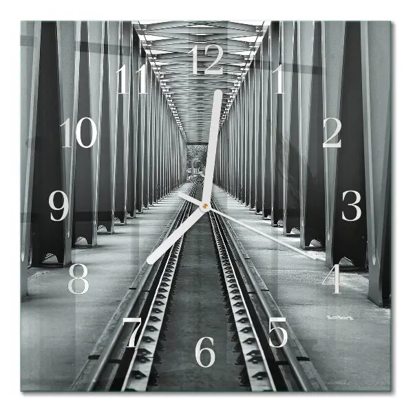Horloge carrée en verre Voies ferrées