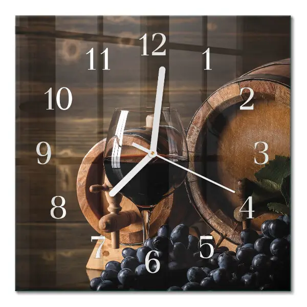 Horloge carrée en verre Un tonneau de vin