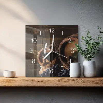 Horloge carrée en verre Un tonneau de vin