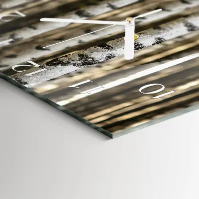 Horloge carrée en verre Bouleaux
