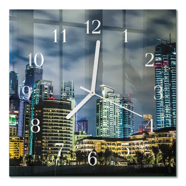 Horloge carrée en verre Ville de nuit