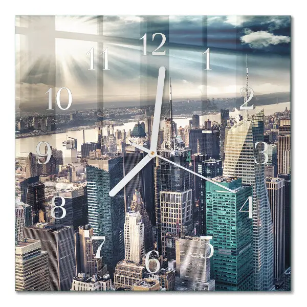 Horloge carrée en verre Ville