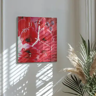 Horloge carrée en verre Orchidée