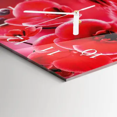 Horloge carrée en verre Orchidée