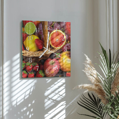 Horloge carrée en verre Fruit