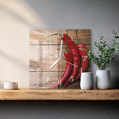 Horloge carrée en verre Piments
