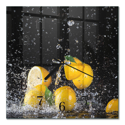 Pendule carrée en verre Citrons