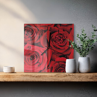 Horloge murale carrée Roses