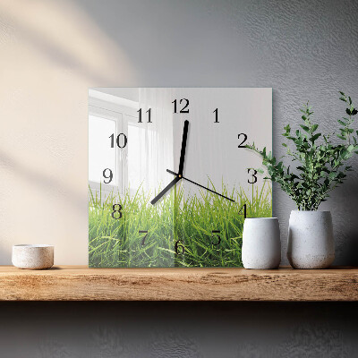 Horloge murale carrée Herbe