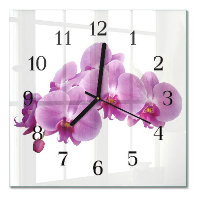 Pendule carrée en verre Orchidée