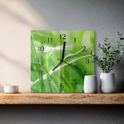 Pendule carrée en verre Herbe