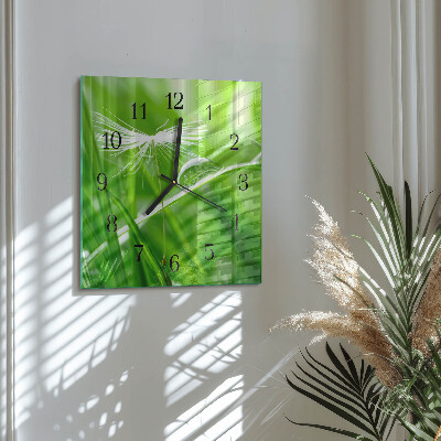 Pendule carrée en verre Herbe