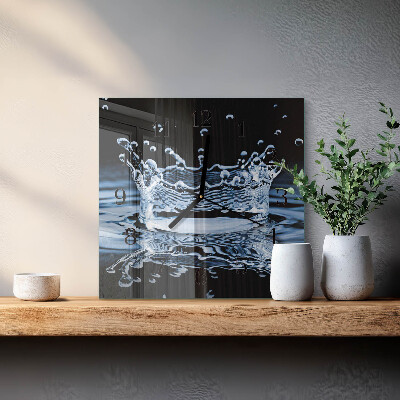 Pendule carrée en verre Eau