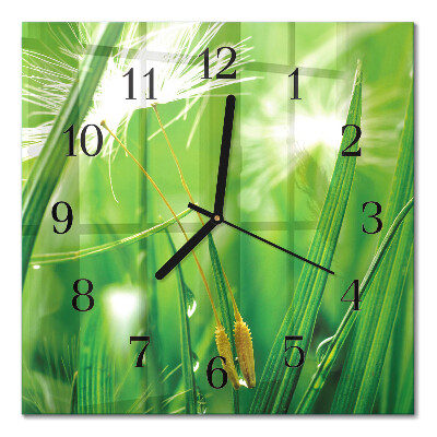 Pendule carrée en verre Herbe