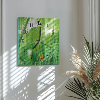Pendule carrée en verre Herbe