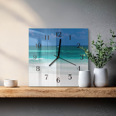 Pendule carrée en verre Plage mer