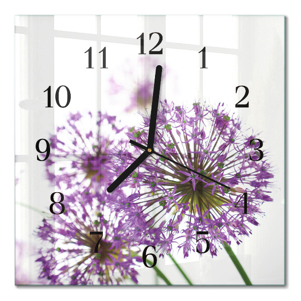 Pendule carrée en verre Fleur