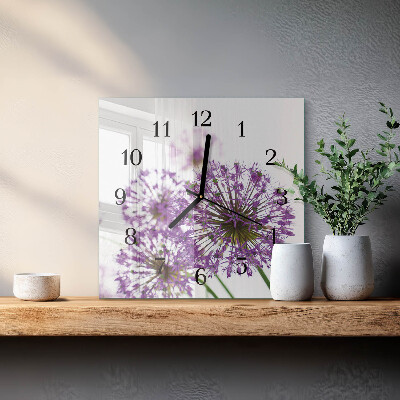 Pendule carrée en verre Fleur