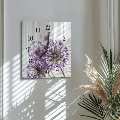Pendule carrée en verre Fleur