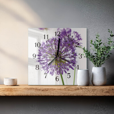Pendule carrée en verre Fleur