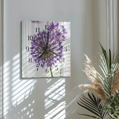 Pendule carrée en verre Fleur